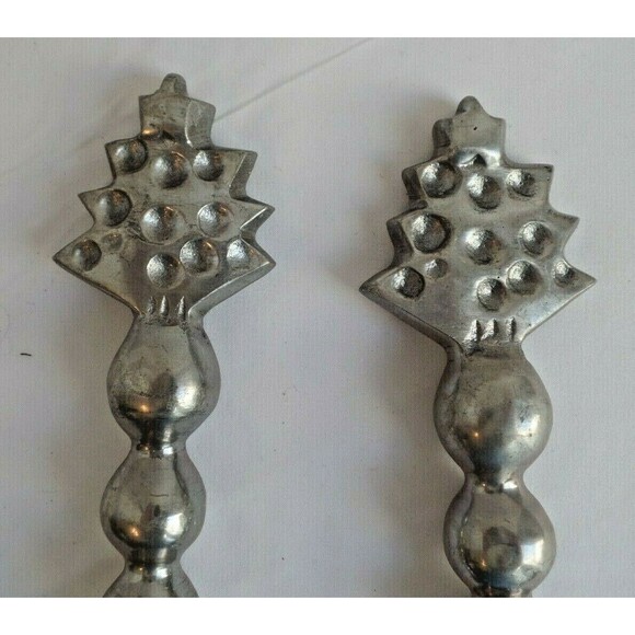 Vintage Silver Christmas Tree Salad Serving Fork & Spoon Made In India Metal - Picture 2 of 5